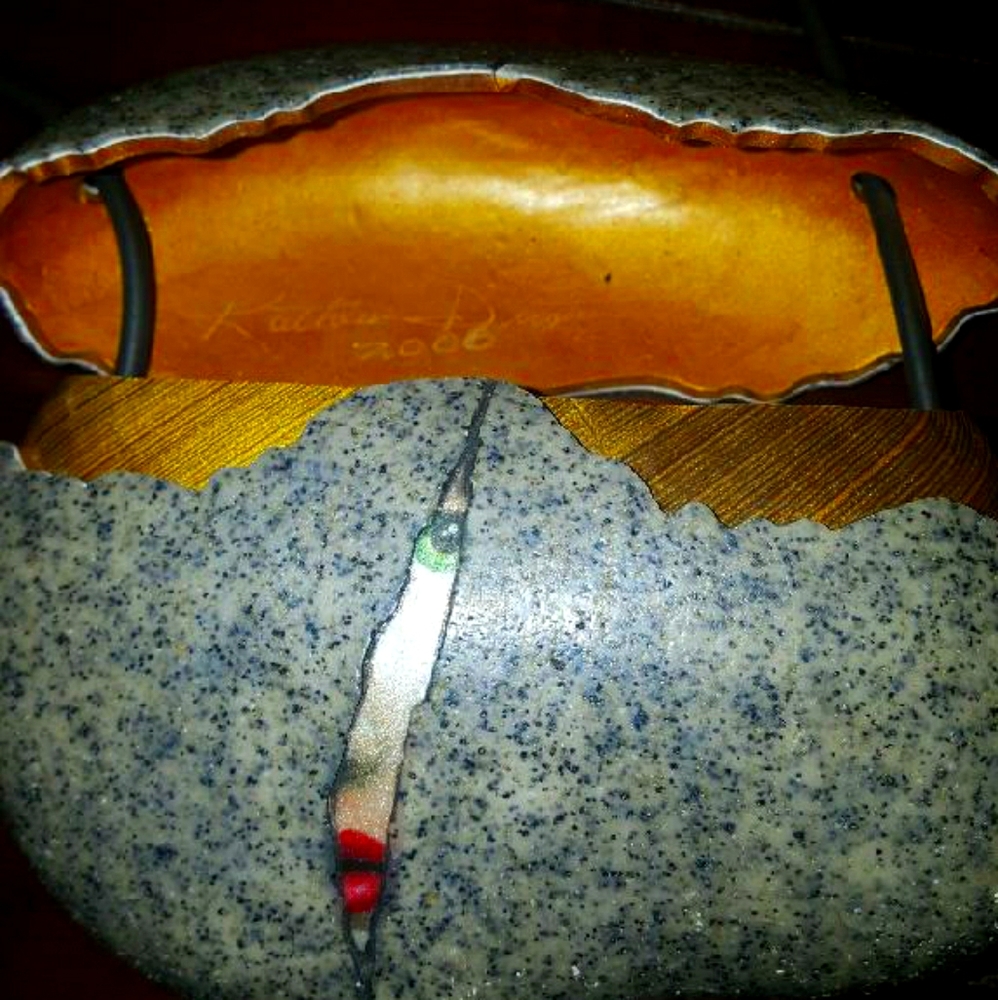 Kathleen Dustin stone with crack evening purse